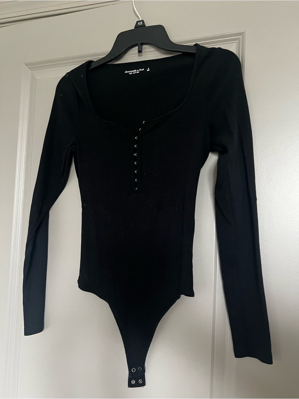Abercrombie Black Long-Sleeve Henley Bodysuit